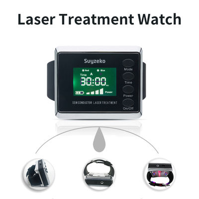 Diabetes Cure Physical Therapy Equipment 650nm Cold Laser 450nm Blue LED Light Therapy Watch